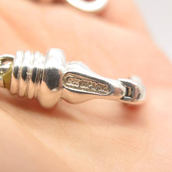 925 Sterling Silver Vintage ESPO Fancy Link Bracelet 7" - Picture 6 of 6